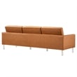Modway Loft Tufted Vegan Leather Vinyl Sofa and Ottoman Set in Silver/Tan