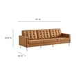 Modway Loft Tufted Vegan Leather Vinyl Sofa and Ottoman Set in Silver/Tan