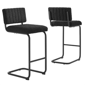 Modway Parity 28&quot Upholstered Fabric Counter Stool in Black (Set of 2)