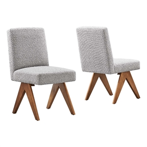 Modway Lyra 19&quot Boucle Fabric Dining Side Chair in Light Gray (Set of 2)