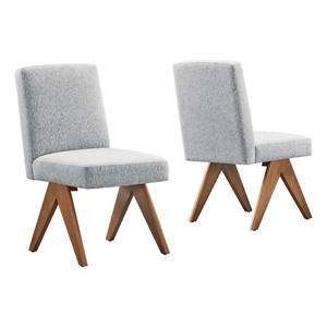 Modway Lyra 19&quot Heathered Fabric Dining Side Chair in Light Gray (Set of 2)