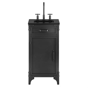 Modway Steamforge 18&quot Wood Bathroom Vanity with Fixed Drawer in Black