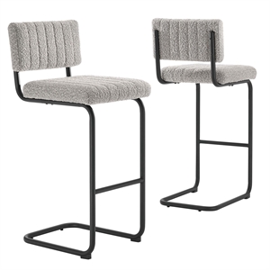 Modway Parity 30.5&quot Upholstered Fabric Bar Stool in Black/Taupe (Set of 2)