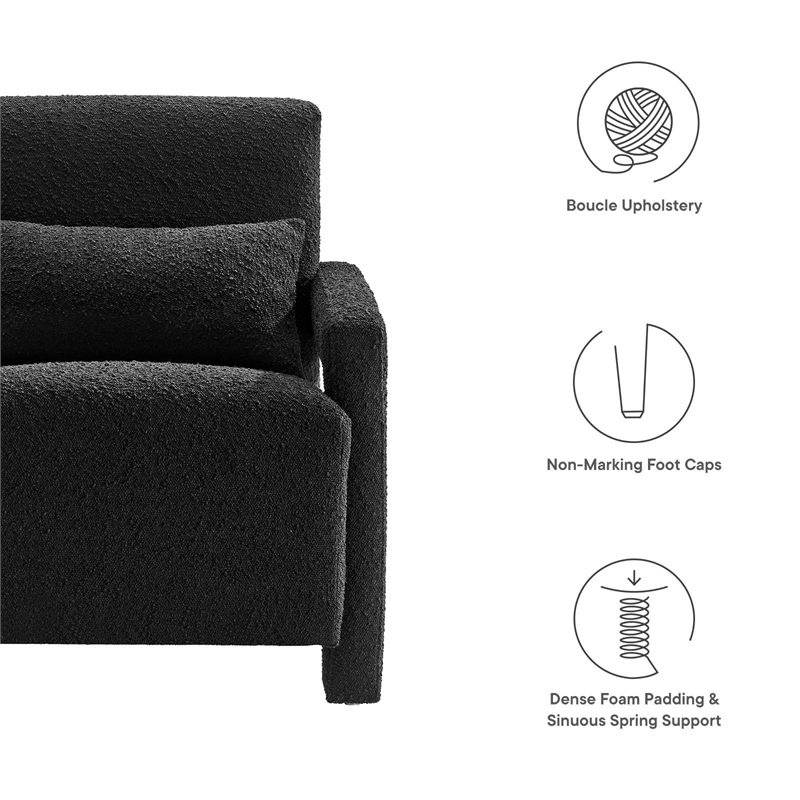 Modway Mirage Upholstered Modern Boucle Fabric Armchair in Black