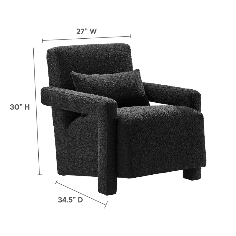 Modway Mirage Upholstered Modern Boucle Fabric Armchair in Black