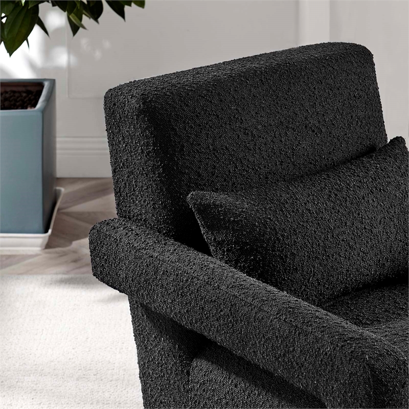 Modway Mirage Upholstered Modern Boucle Fabric Armchair in Black