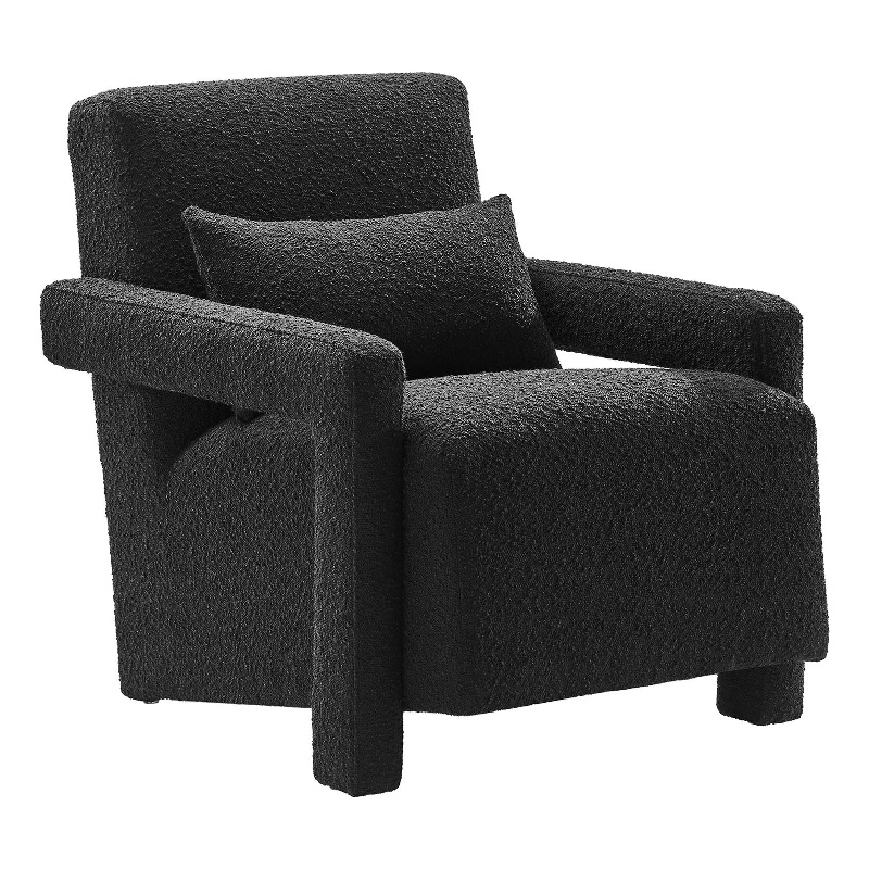 Modway Mirage Upholstered Modern Boucle Fabric Armchair in Black