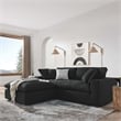 Modway Commix Upholstered Fabric & Solid Wood Sectional Sofa in Black