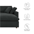 Modway Commix Upholstered Fabric & Solid Wood Sectional Sofa in Black