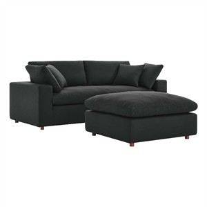 Modway Commix Upholstered Fabric & Solid Wood Sectional Sofa in Black