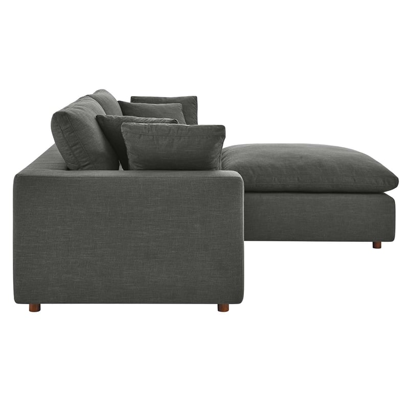 Modway Commix Upholstered Fabric & Solid Wood Sectional Sofa in Gray