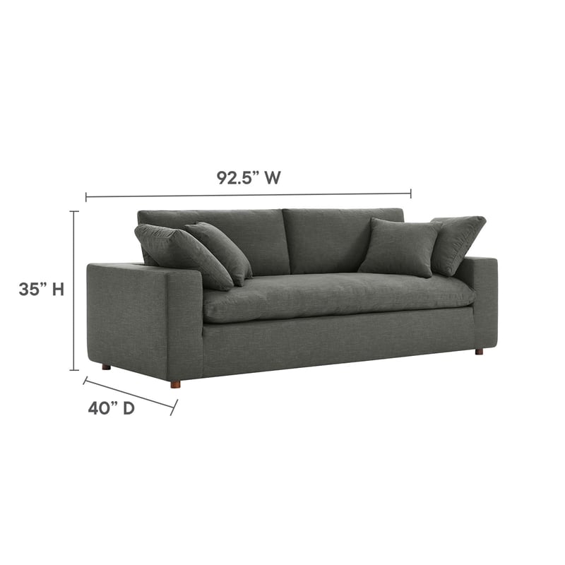 Modway Commix Upholstered Fabric & Solid Wood Sectional Sofa in Gray