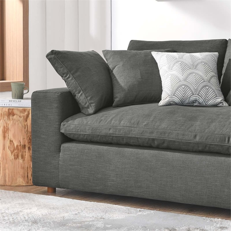 Modway Commix Upholstered Fabric & Solid Wood Sectional Sofa in Gray