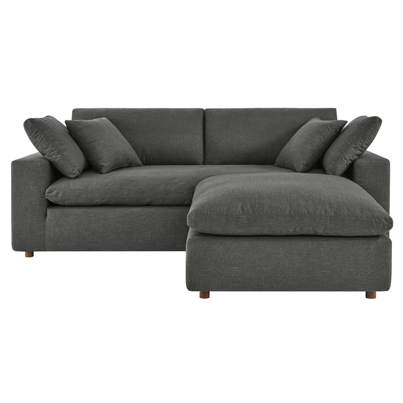 Modway Commix Upholstered Fabric & Solid Wood Sectional Sofa in Gray