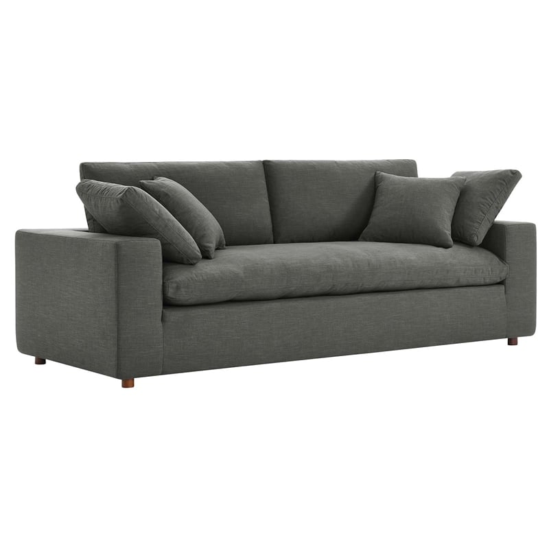 Modway Commix Upholstered Fabric & Solid Wood Sectional Sofa in Gray