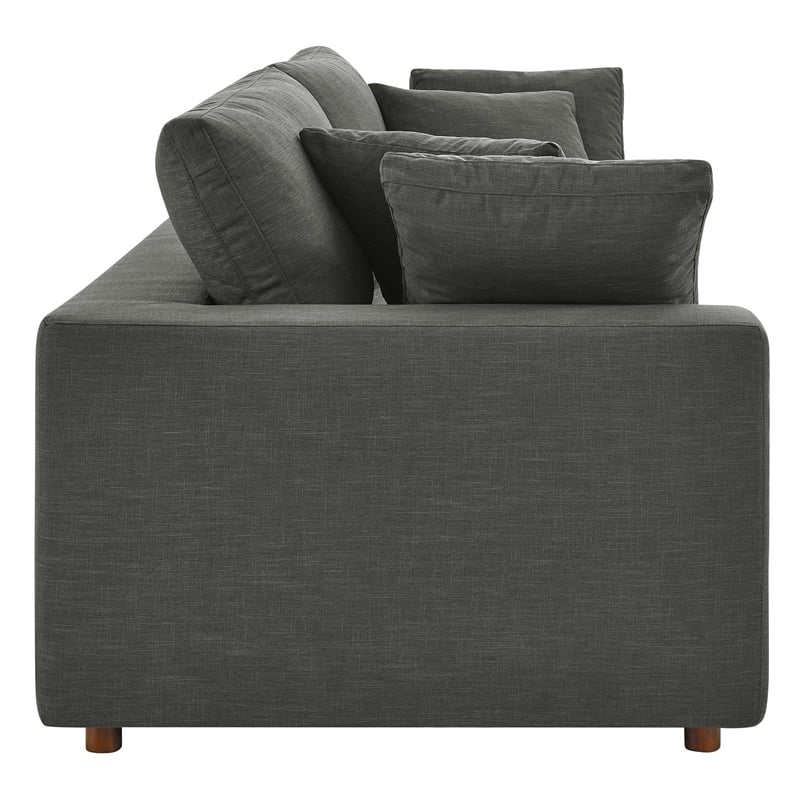 Modway Commix Upholstered Fabric & Solid Wood Sectional Sofa in Gray