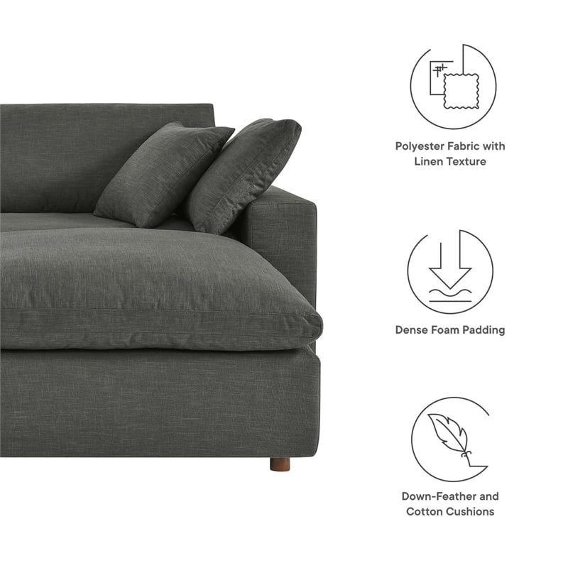 Modway Commix Upholstered Fabric & Solid Wood Sectional Sofa in Gray