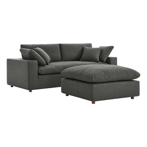 Modway Commix Upholstered Fabric & Solid Wood Sectional Sofa in Gray