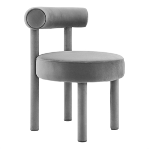 Modway Toulouse 19&quot Upholstered Velvet Fabric Dining Chair in Gray