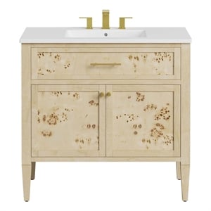 Elysian 36&quot Wood Bathroom Vanity in White Burl