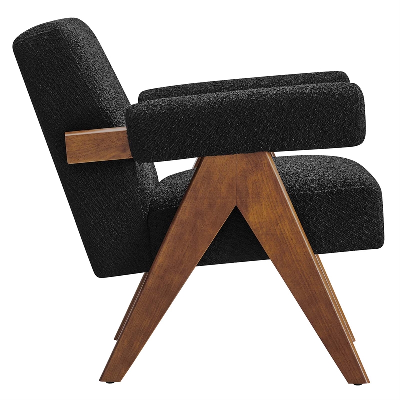 Modway Lyra Upholstered Modern Boucle Fabric Armchair in Black