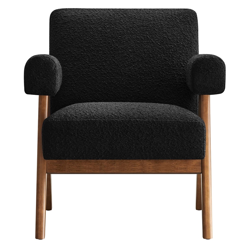 Modway Lyra Upholstered Modern Boucle Fabric Armchair in Black