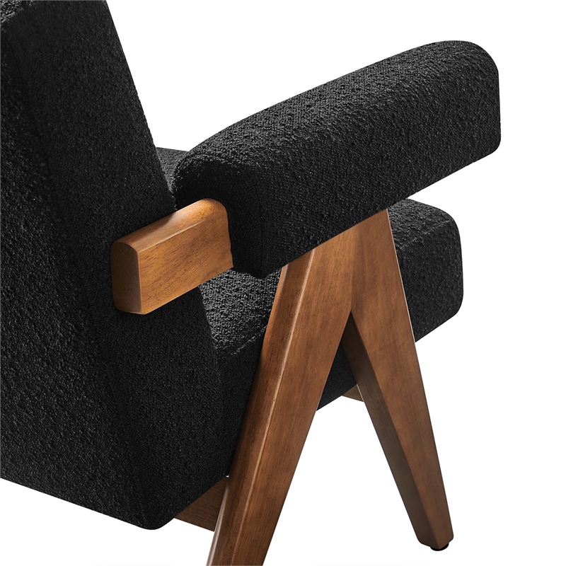 Modway Lyra Upholstered Modern Boucle Fabric Armchair in Black