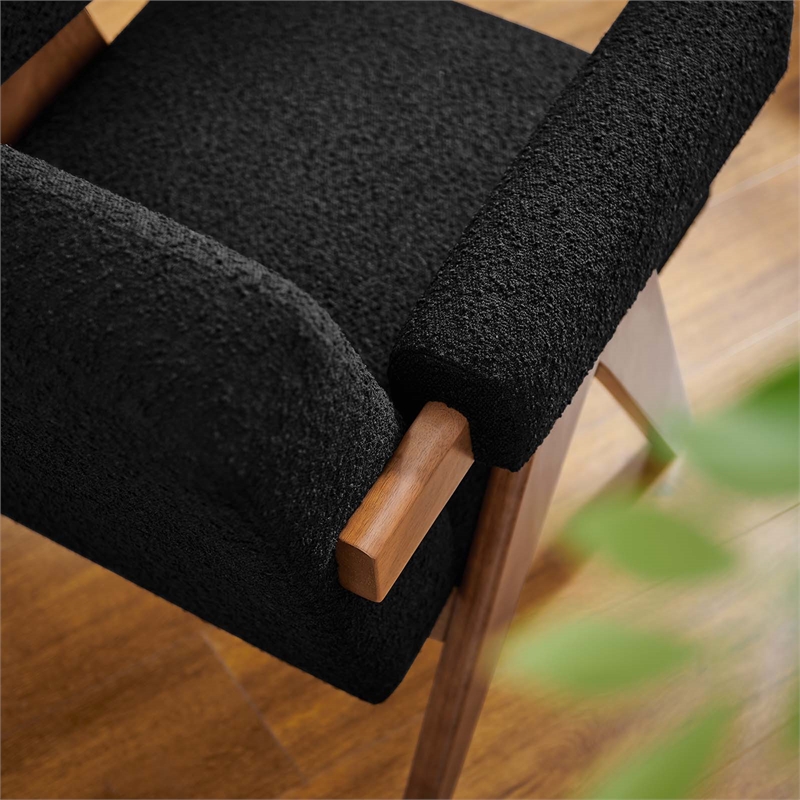 Modway Lyra Upholstered Modern Boucle Fabric Armchair in Black