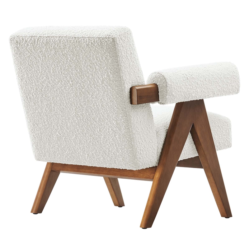 Modway Lyra Upholstered Modern Boucle Fabric Armchair in Ivory