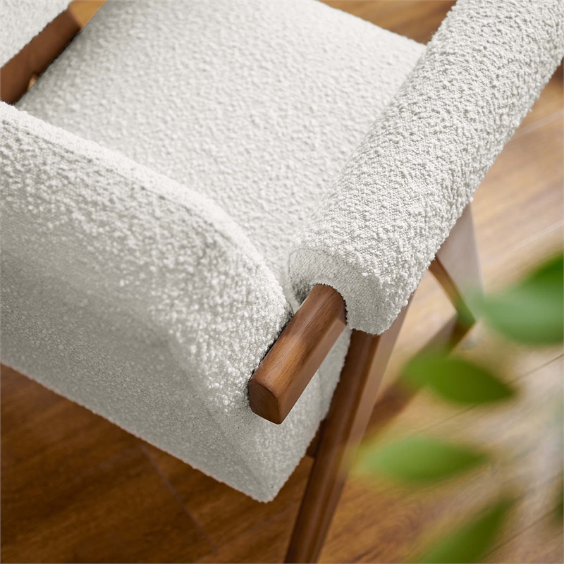 Modway Lyra Upholstered Modern Boucle Fabric Armchair in Ivory