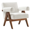 Modway Lyra Upholstered Modern Boucle Fabric Armchair in Ivory