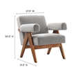 Modway Lyra Upholstered Modern Boucle Fabric Armchair in Light Gray