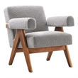 Modway Lyra Upholstered Modern Boucle Fabric Armchair in Light Gray
