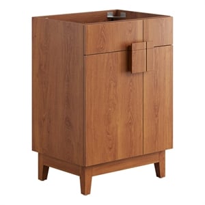 Modway Miles 24&quot Wood Bathroom Vanity Cabinet with Tapered Legs in Walnut