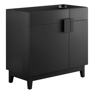 Modway Miles 36&quot Wood Bathroom Vanity Cabinet with Tapered Legs in Black