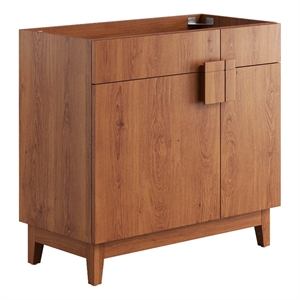 Modway Miles 36&quot Wood Bathroom Vanity Cabinet with Tapered Legs in Walnut