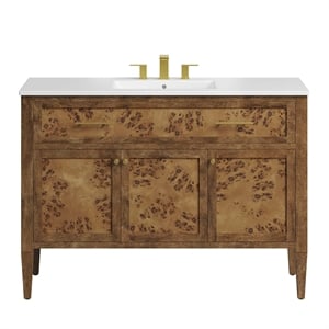 Modway Elysian 48&quot Single Sink Wood Bathroom Vanity in White/Brown