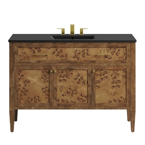 Modway Elysian 48&quot Single Sink Wood Bathroom Vanity in Black/Brown