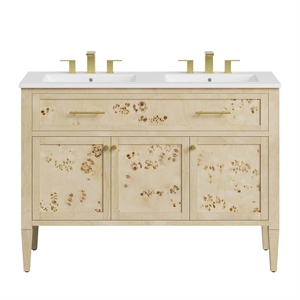 Modway Elysian 48&quot Double Sink Wood Bathroom Vanity in Burl Brown