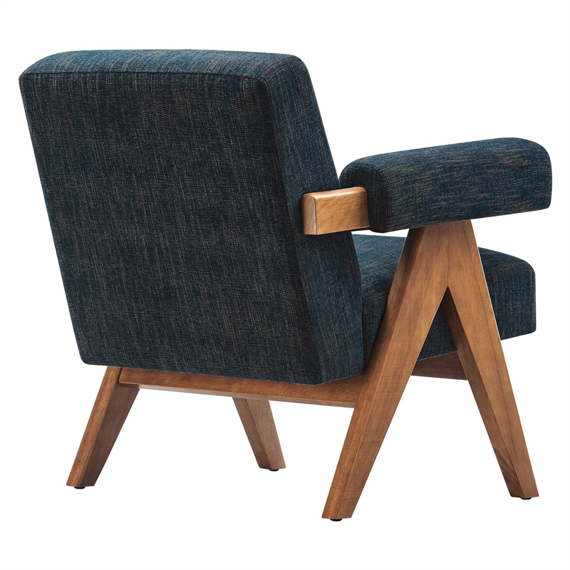 Modway Lyra Upholstered Modern Heathered Fabric Armchair in Azure