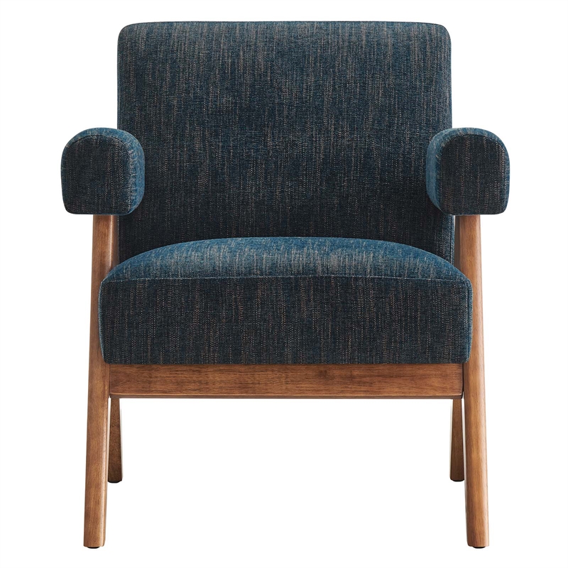 Modway Lyra Upholstered Modern Heathered Fabric Armchair in Azure