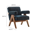 Modway Lyra Upholstered Modern Heathered Fabric Armchair in Azure