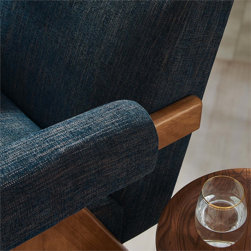 Modway Lyra Upholstered Modern Heathered Fabric Armchair in Azure