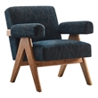 Modway Lyra Upholstered Modern Heathered Fabric Armchair in Azure