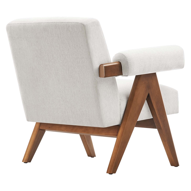 Modway Lyra Upholstered Modern Heathered Fabric Armchair in Ivory