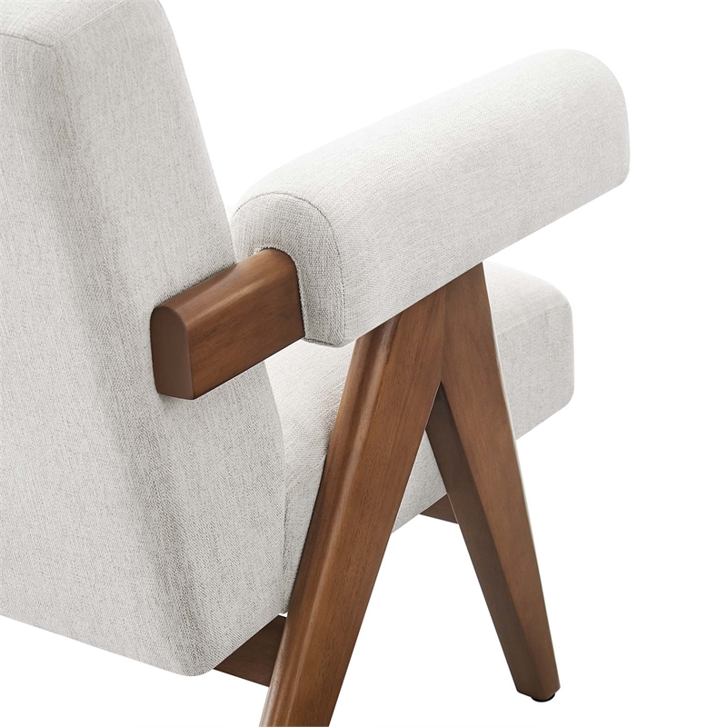 Modway Lyra Upholstered Modern Heathered Fabric Armchair in Ivory