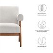 Modway Lyra Upholstered Modern Heathered Fabric Armchair in Ivory