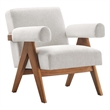 Modway Lyra Upholstered Modern Heathered Fabric Armchair in Ivory