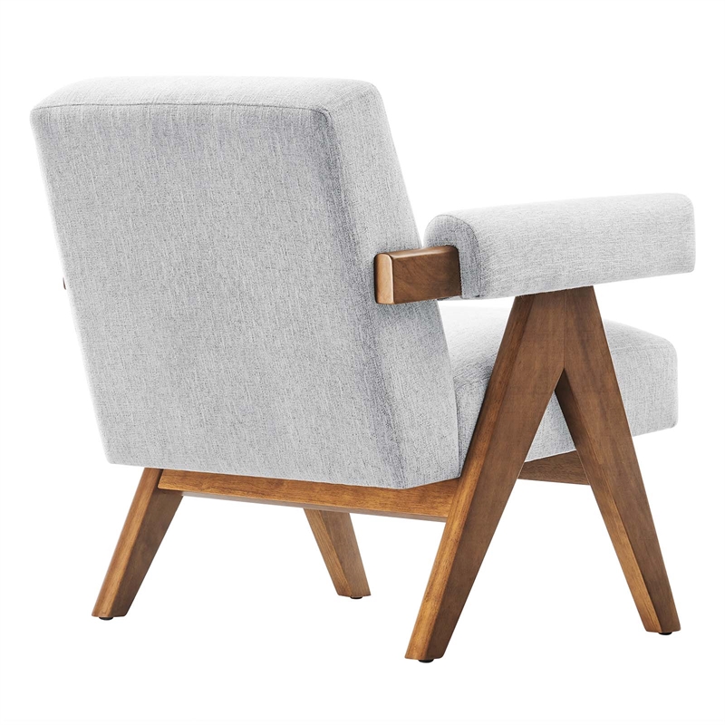 Modway Lyra Upholstered Modern Heathered Fabric Armchair in Light Gray