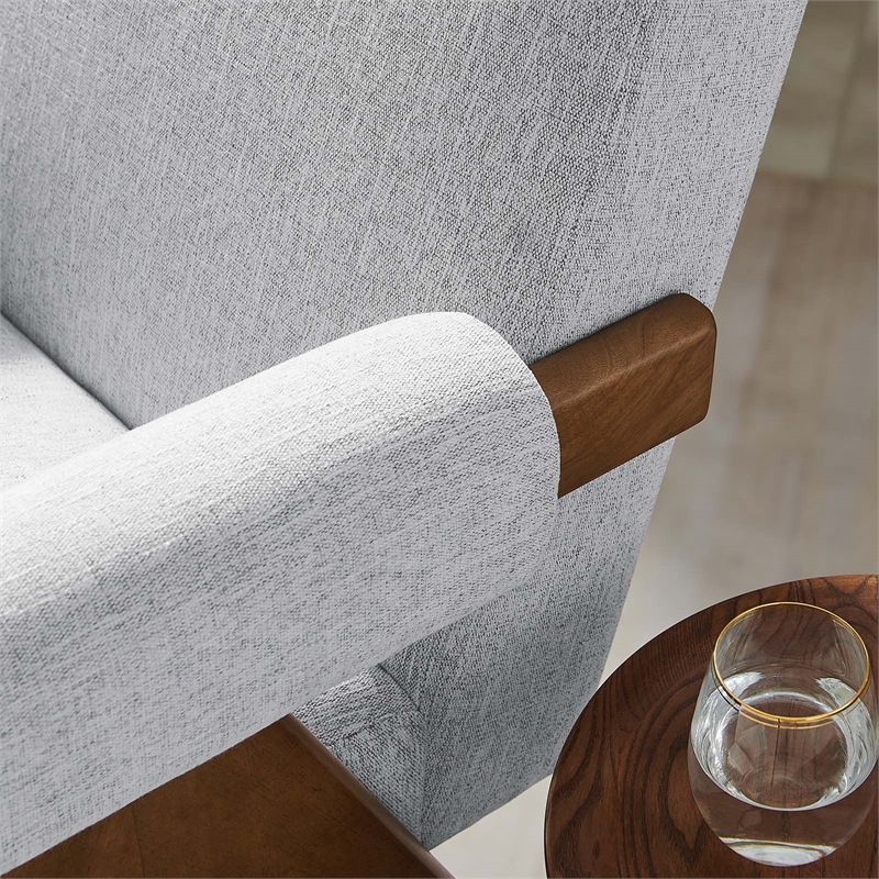 Modway Lyra Upholstered Modern Heathered Fabric Armchair in Light Gray